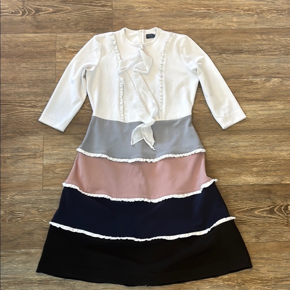 Noni Teen Color Block Ruffle Dress Women's Size Large Made in Canada - Picture 2 of 11